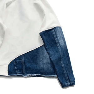 Vente en gros de sweats à capuche personnalisés en jean pour hommes avec logo brodé en 3D pour les vêtements d'été et d'hiver - Product Image 2