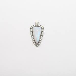 Pendentif en argent sterling 925 de qualité supérieure, cadeau pour enfants, tendance, serti en bélière, pierre de lune arc-en-ciel, forme de balle, élégant et tendance - Product Image 1