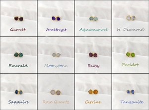 Boucles d'oreilles en améthyste brute naturelle, 8-10mm, or galvanisé, mois de février, guérison, pierre de naissance, améthyste, pierres précieuses - Product Image 2