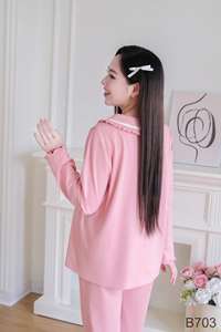 Conjunto informal minimalista para maternidad y posparto de algodón de manga larga B703 Anti-retráctil Buena absorción Diseño personalizado Anti-retráctil - Product Image 4