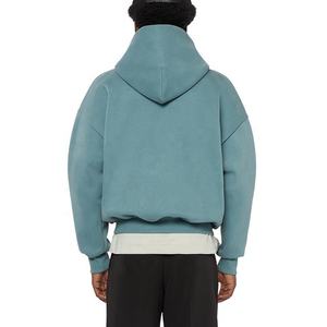 Oem 600 Gsm DTG Printed Logo Men Private Label Custom Hoodies Heavyweight No <b>String</b> Pocket Stringless Hoodie for Men Hoodies - Product Image 3