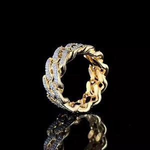 Anillo Cubano Chapado en Oro Amarillo de 18k con Diamantes VVS, Anillo de Compromiso y Boda con Diamantes Reales, Estilo Hip Hop, Joyería Fina - Product Image 3