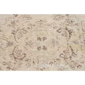 Tapis turc vintage, grand tapis de 6,5 x 10,6 pieds, tapis abstrait blanc et marron - Product Image 5