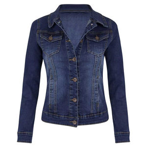Veste en jean en coton matelassé taille XL pour femmes meilleure vente manteau d'hiver respirant et confortable poche plaquée à double rabat Logo personnalisé - Product Image 1