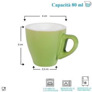 Set di 12 tazze da caffè in ceramica porcellana da 80ml con motivo multicolore - Product Image 2