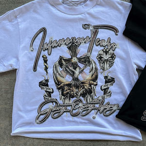 Logo personnalisé vintage unisexe impression directe d'usine T-shirt léger col rond Streetwear T-shirt surdimensionné lourd - Product Image 3