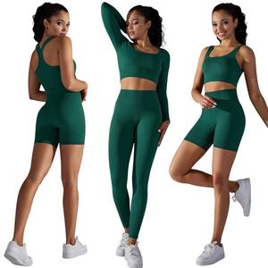 Ensemble de yoga pour femmes, ensembles de sport personnalisés, grande taille, haute élasticité, logo personnalisable, vêtements de sport respirants à séchage rapide, ensembles de yoga - Product Image 6