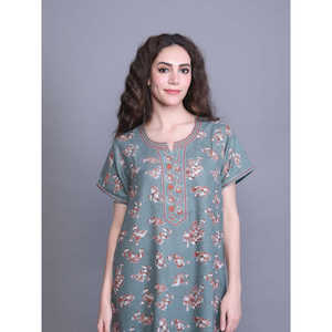 Camisón para Mujer, 100% Algodón, Estampado, con Bolsillo Lateral, Suave y Transpirable, Cintura Elástica con Cordón, Talla 3XL para Invierno - Product Image 1