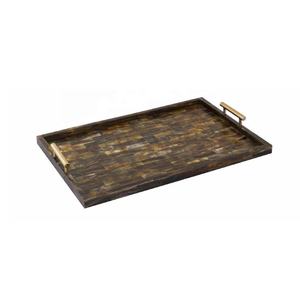 Venta caliente hecho a mano diseño Rectangular cuerno bandeja café y té bandeja para servir Mesa decorativa cuerno bandeja para Cocina - Product Image 4
