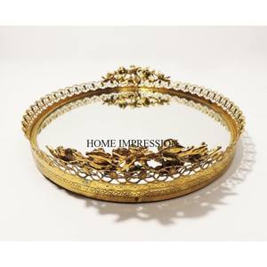 Bandeja de espejo con forma rectangular de diseño único de metal resistente chapado en oro de alta calidad de fabricante indio a un precio impresionante - Product Image 6