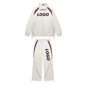 2026 nuevo logotipo personalizado de punto en blanco poliéster/algodón chaqueta cortavientos de invierno pantalón conjunto de dos piezas hombres chándal ropa Casual rápido - Product Image 1