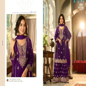 Soie Chinon Premium avec broderie Salwar costume femme fabricant de mode et fournisseur de Surat au taux le plus bas - Product Image 1