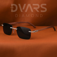 Nouvelles Lunettes de Soleil Unisexe Demi-Cerclées Carrées Personnalisées Dvars Diamond DS-07 avec Verres Anti-Reflets et Design Tendance Moissanite Effet Givré