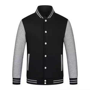 Navy Slim-Fit Regular Leather Size Autumn Sport Letterman Style Standard Thickness <b>Wool</b> Nylon Shell Cotton <b>Men</b> s <b>Jackets</b> - Product Image 2