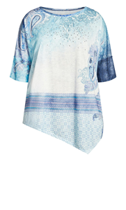 Tendance de l'été chaud décontracté femmes grande taille bleu Paisley imprimé T-Shirt OEM/ODM approvisionnement respirant caractéristique - Product Image 3