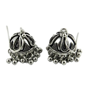 Pendientes de Plata de Ley con Diseño Jhumka de Shri Ashapura Jewels, Estilo Bohemio Indio, para Amantes Cristianos, Ideales para Fiestas y Bodas - Product Image 1