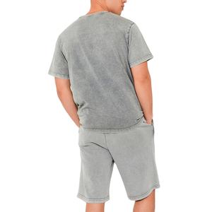 Ensemble de t-shirts et shorts pour hommes, lavage à l'acide, col rond, ensembles de jogging d'entraînement d'hiver, tenue en deux pièces imprimée et personnalisée - Product Image 6