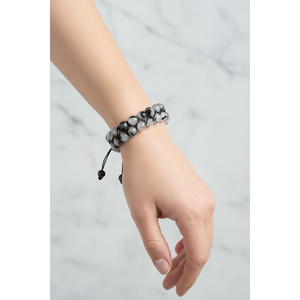 สร้อยข้อมือหินธรรมชาติแบบมาคราเม่สองแถวควอตซ์รูไทเลต 8 มม. - Product Image 3