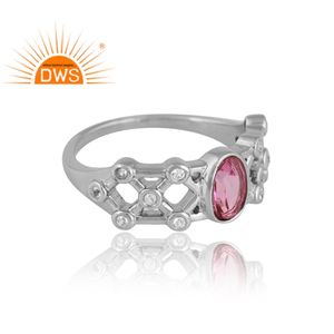 แหวนพลอยบุษราคัมสีชมพูชุบเงินแพลเลเดียมสี925ดีไซน์ใหม่และแหวนพลอยบุษราคัมสีขาวสำหรับผู้หญิงออกแบบได้ตามต้องการ - Product Image 4