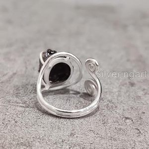 Anillo de Plata de Ley 925 con Granate Natural, Piedra de Nacimiento de Enero, Ajustable, Regalo de Navidad, Joyería Hecha a Mano - Product Image 6