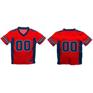Maillot de football américain personnalisé rouge et bleu, uniforme d'équipe, col en V, manches courtes, maille respirante, vêtements de sport, maillot de jeu personnalisé - Product Image 3