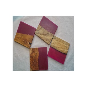 <b>Resin</b> and Wood square <b>Stone</b> Coasters for Drinks Durable & Dishwasher Safe Shape and at Best Price - Product Image 5