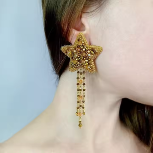 Broderie Perles Boucles D'oreilles Bijoux Mode Personnalité Broderie Boucles D'oreilles pour Filles Cadeaux Fête Porter Bas Prix par MD artisanat - Product Image 5