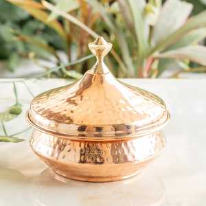 Mughlai Handi with Luxury Steel and <b>Copper</b> Finish Serveware with Lid and Brass <b>Knob</b> - Product Image 2