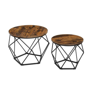 Modern Luxury Wooden Top Coffee <b>Table</b> Set <b>2</b>-Piece Nesting Design <b>for</b> Living Room Unique Luxury Furniture with Metal Frame - Product Image 1