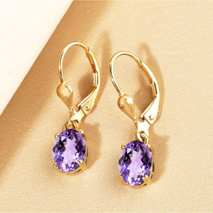 ต่างหูหลังแบบก้านรูปอเมทิสต์ทรงรี - Product Image 3