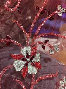 Meilleur Prix De Luxe 100% Polyester Perlé Tissu Zircon Brodé À La Main Fournisseur Indien Tissé Maille Antistatique pour Vêtements - Product Image 3