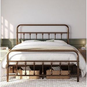 เตียงทองเหลืองขนาดควีนไซส์ ประดับด้วยงานฝีมือประณีต เหมาะสำหรับการตกแต่งห้องนอนสไตล์โมเดิร์นผสมผสานความดั้งเดิม - Product Image 6