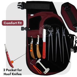 Tablier de coupe de sabot personnalisé Tablier de maréchal-ferrant réglable Chaps en cuir Toile Multi poches Extracteur de pince à ongles Pince à sertir Couteau - Product Image 4