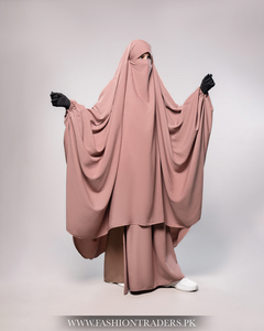 Vestido Jilbab Musulmán Clásico para Mujer, Ropa de Oración Modest que Cubre Completamente, Transpirable, de Lana Color Durazno, Simple, Recto, Sólido, al por Mayor - Product Image 2