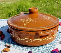 Tajine rond classique peint à la main, grand pot de cuisson marocain en céramique émaillée, sans plomb, fait main, certifié CEE