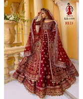Gaun Lehenga Choli Modern Panjang Lantai Bahan Katun Georgette Bordir Zari untuk Pesta Pernikahan, Dapat Dicuci Kering, Cocok untuk Semua Musim