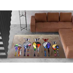 Tapis Zèbre Imprimé en 3D : Art Abstrait Graffiti, Tapis d'Appoint Antidérapant, Tapis en Chenille - Product Image 4