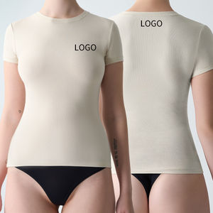 Camiseta de fibra de bambú de algodón de secado rápido ecológica de verano para mujer, manga corta, logotipo personalizado, uso doméstico - Product Image 6