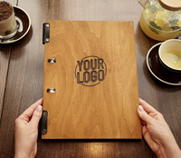 Penutup Menu kayu A4 awet dengan buku Folder Menu kualitas kulit berkualitas untuk kafe restoran Bar Hotel-perlengkapan Restoran