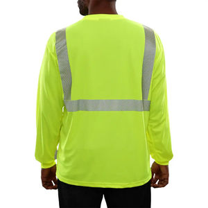 Chemises de travail réfléchissantes de sécurité jaune fluorescent en gros, t-shirt pour hommes, t-shirt réfléchissant à séchage rapide - Product Image 4