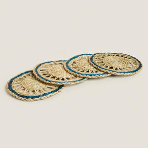 Round Seagrass Placemats Light Blue Color Wholesale Sustainable Natural Raffia Grass Placemat Art for <b>Dinner</b> <b>Table</b> Decorations - Product Image 2