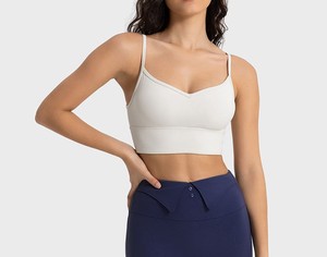 Sujetador deportivo de gimnasio al por mayor para mujer, tipo bustier acanalado, atlético, para correr, sexy, sin espalda, agradable para la piel, para yoga - Product Image 2