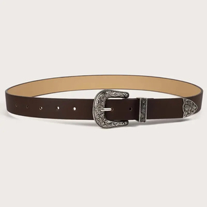 Cinturón de Cuero Occidental con Flores Talladas a Mano para Hombre, Cuero Genuino de Alta Calidad, Estilo Casual - Product Image 4