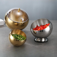 Bol à sauce oblique en acier inoxydable poli, couvercle sphérique, plat pour fondue, buffet, panier à assaisonnement, pot, plat, récipient, salade, fête