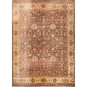 Tapis en laine noués à la main Aalam, motif floral et abstrait rouge et orange, 9x12 rectangulaire, pour entrée et salon Pae-5481 - Product Image 1