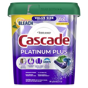 Cápsulas para Lavavajillas Cascade Platinum Plus, Detergente para Platos, Aroma a Limón, 62 Unidades - Product Image 1