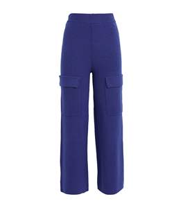 Pantalon Cargo en laine bleu surdimensionné taille moyenne personnalisé pour femmes Prix de gros pas cher Style avant plat d'hiver pour les femmes - Product Image 1