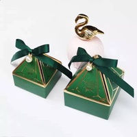 Boîte à Bonbons de Mariage Argent Bleu Marine Vert Rose Rouge et Or Mini Pyramide Diamant Papier Emballage Gemme Triangle Cadeau Boîtes de Faveur