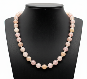 Collier unisexe en argent tibétain de 18 pouces, 8 mm, plaqué or 14 carats, fermoir tendance, accessoire de mode, cadeau, collier à perles géométriques en morganite - Product Image 3