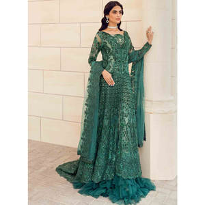 Elegantes vestidos de encaje de diseño pakistaní vestidos de fiesta de patrón sólido con logotipo personalizado - Product Image 5